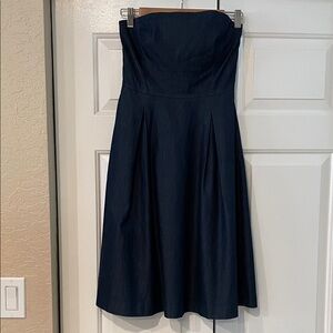 White House Black Market Strapless Midnight Blue Denim Dress
